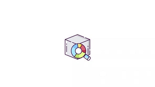 Animated Data Analysis Icon with Magnifying Glass and Box