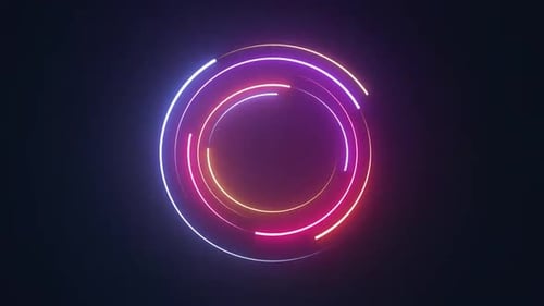 Neon Glowing Concentric Circles Animation Loop