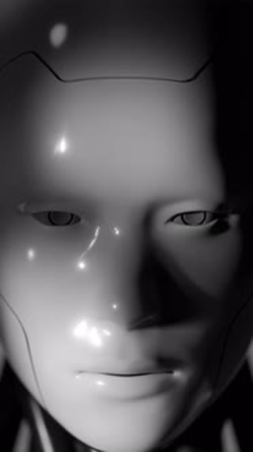 Roboteraugen schauen auf die Kamera 3D-Animation