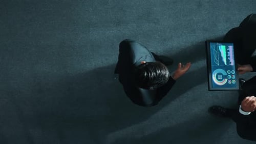 Top view of businessman joined a team and shake hands with manager. Directorate.