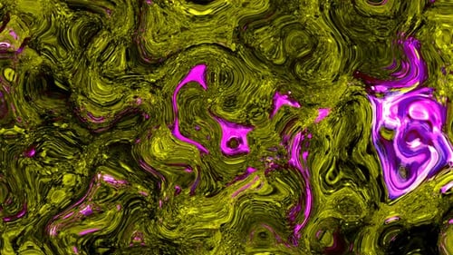 abstract yellow and magenta color beautiful glossy wave liquid with digital smooth flowing motio.350