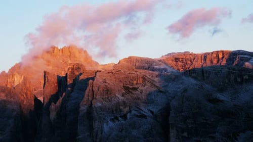Magnificent view of the mountain peaks of the dolomitic mountains in the national park