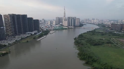 Aerial View of Ho Chi Minh City or Saigon in Vietnam