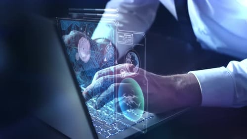 Holographic Data Interface Projecting from Laptop