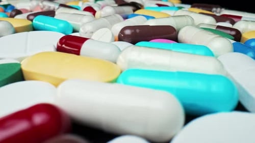 Colorful Pills and Capsules Macro Close Up
