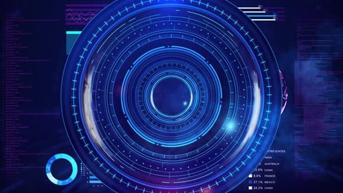 Futuristic HUD Circle Interface Data Visualization Technology High Tech Circular Interface Glowing