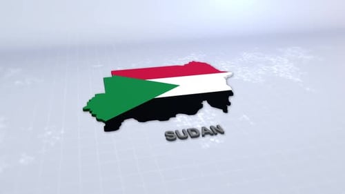 3D Map Animation of Sudan with National Flag