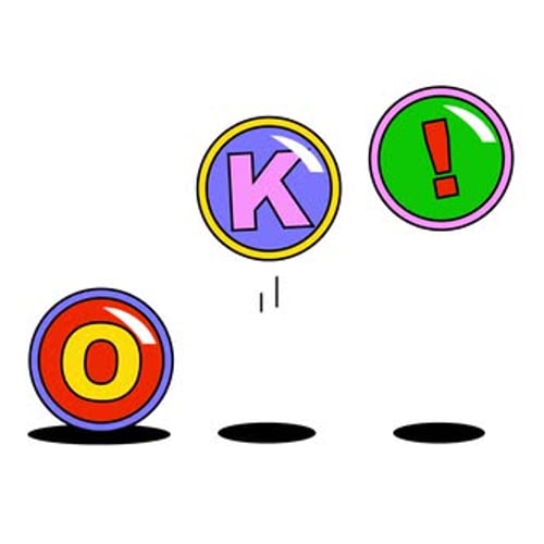Animated Bouncing Circles with Letters and Symbols