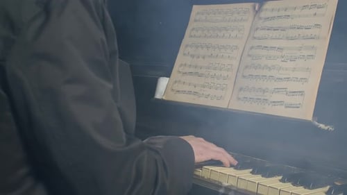 Closeup of Hands The Sound of the Piano Playing Jazz Music Brings the Night to Life Enveloping the