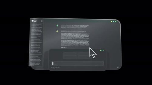 Prompt input mask animation on black for creating AI-generated content such as texts and images