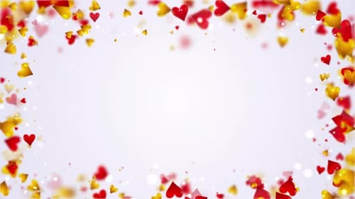 Animated Red and Gold Hearts Frame Loop Background