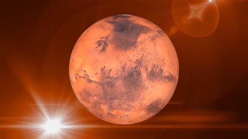 Spinning 3d mars planet in realistic Rotating. vd 803