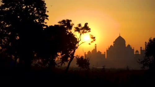 Beautiful bright Sunrise at Taj Mahal, Agra, India