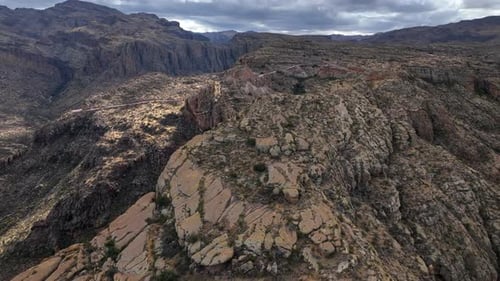 Aerial view of canyon and rock formations, United States.