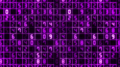 Purple Abstract Digital Numbers Background Loop V5