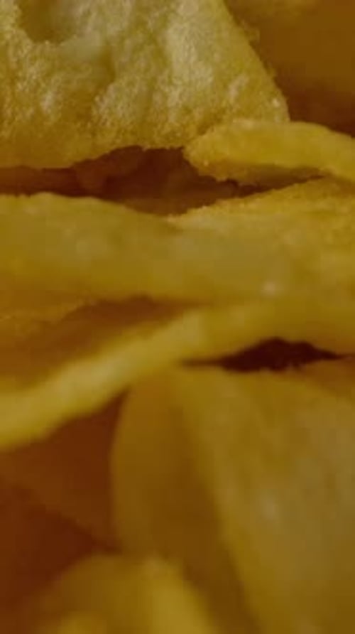Close Up Golden Potato Chips Snack Food