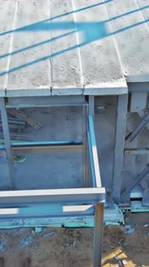 A Steel Building Framework Frame Beams Under Construction for an Industrial Commercial Building