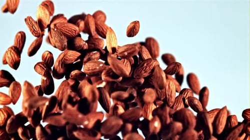 Shelled Almonds in Slow Motion Ascending
