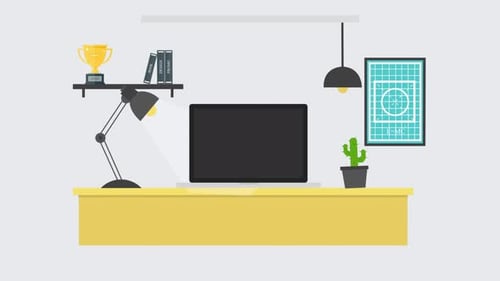 Creative Office Design 2D Motion Graphics Animation 4K