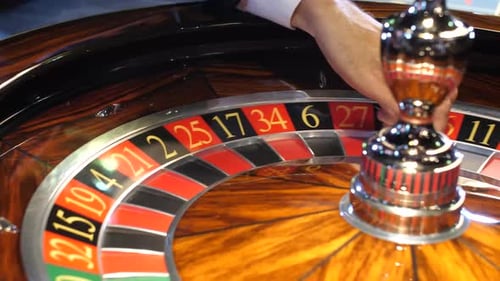 Casino Roulette Table Game with Slow-motion