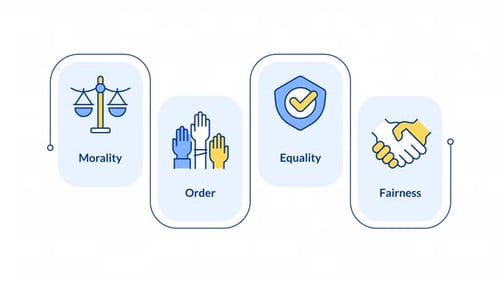 Retângulo de animação infográfica de ideias de lei e justiça