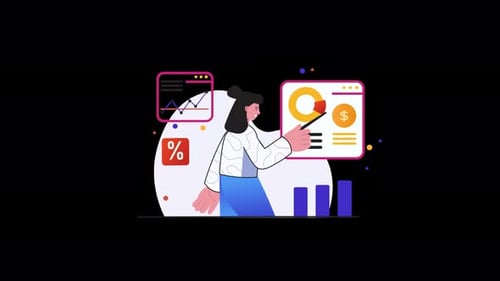 Animated Flat Design Business Data Presentation with Charts