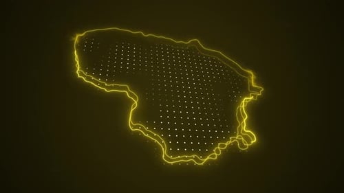 Futuristic Digital Map of Lithuania with Neon Glowing Outline