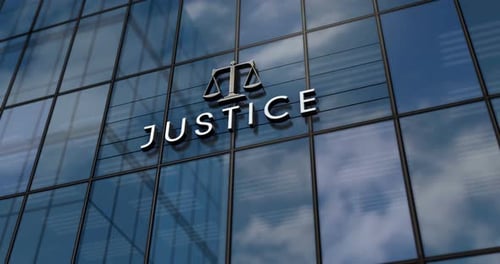 Justice and court glass building concept