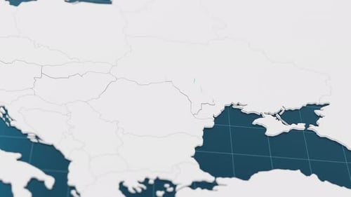 Highlight mit 3D-Karte „Blau von Moldawien“ mit Zeigernadel, umgeben von anderen Ländern, in Weiß