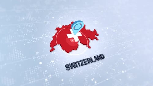 3D Switzerland Map with Location Pin Title Reveal