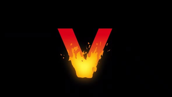 V burning text,Fire burning alphabets 2D style, Epic Fire Alphabet and ...