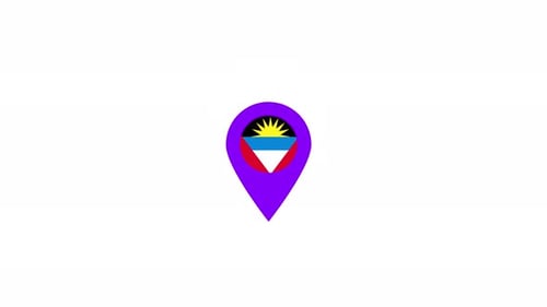 Animated 3D Location Pin with Antigua and Barbuda Flag
