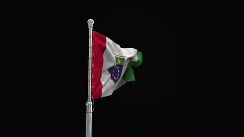 Realistic Waving National Flag on Pole Animation