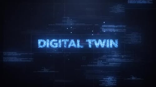 Digital Twin Word On Dynamic Technology Background