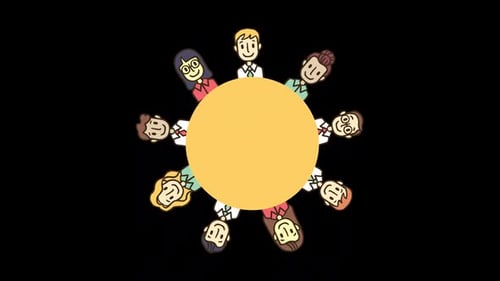 Animated Sketch People Around Circular Table