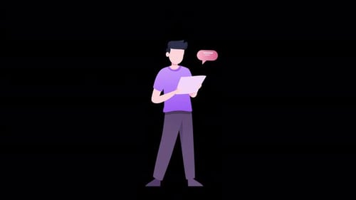 Flat Design Character With Speech Bubble Communication Animation