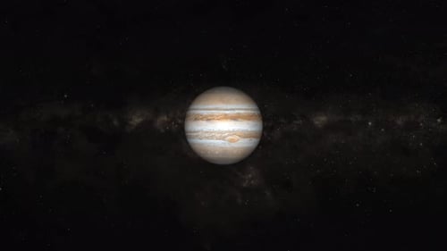Realistic Jupiter planet Rotates on space or galaxy and stars milky way, Animation of Jupiter. 1184