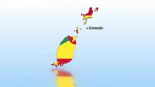 Carte de la Grenade avec drapeau