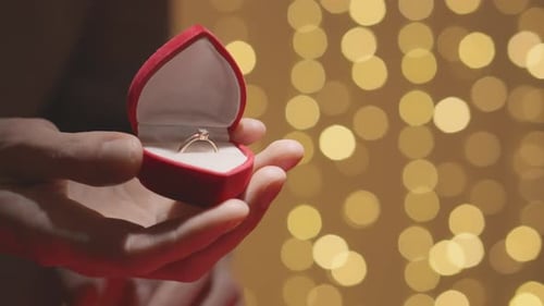 Engagement Ring in Heart Shaped Box, Romantic Moment