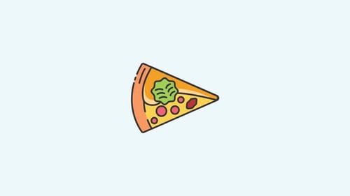 Wobbly Flat Design Pizza Slice Icon Animation