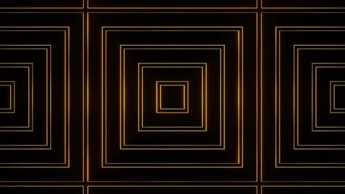 Orange On Black Abstract Neon Glowing Big Square Type Patterns Background Vj Loop Animation In HD