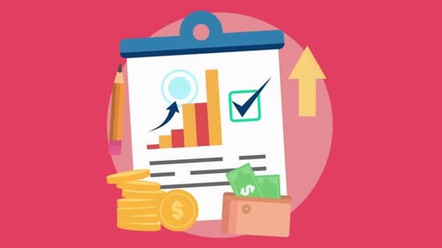 Animated Business Growth Report Flat Design Illustration