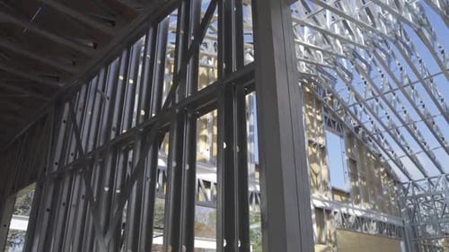 Temporary diy steel roofing structure housing reveal