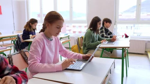 Students Working in Classroom with Teacher