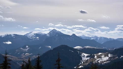 Between Winter and Spring in a Beautiful Mountain Landscape Timelapse