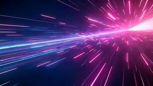 Tunnel hyperspatial. Rayures lumineuses au néon éclatantes. Flou à mouvement rapide