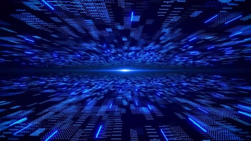 Futuristic Digital Grid Tunnel Loop Background