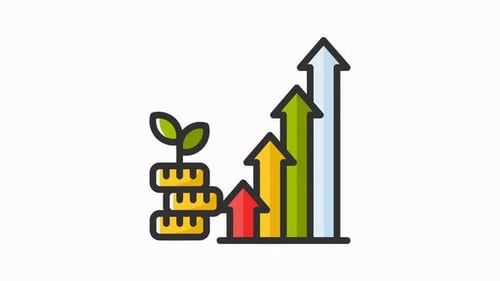 Flat Design Animated Icon of Business Growth and Progress