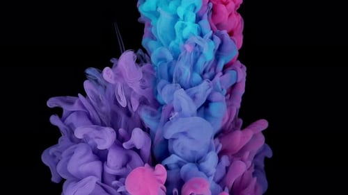 Abstract Ink Swirling in Pink Blue and Purple