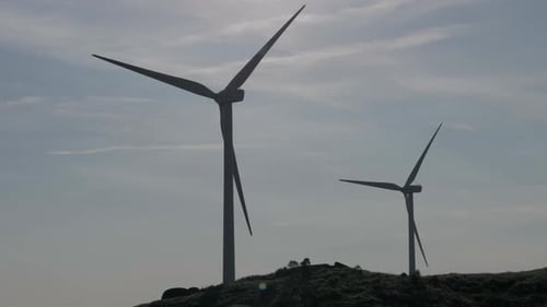 Wind turbine at sunset.